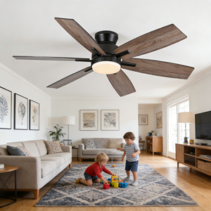 Ventilador de Techo Moderno Industrial con Luz LED, 5 Aspas, Motor DC de 6 Velocidades, Control Remoto Inteligente, Regulable y con Alto CRI 95 - Product Image 4