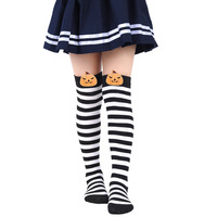 Chaussettes d'Halloween respirantes pour enfants, longueur genou, à rayures de dessin animé 3D, pour fête