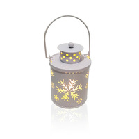 Mini lanterne de Noël cylindrique en fer, bougies LED vacillantes sans flamme à piles, lumière de bougie nordique IP20 pour la décoration de table à la maison