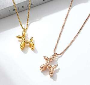 Collier tendance pour femme, résistant au ternissement et à l'eau, plaqué or 18 carats et acier inoxydable, avec pendentif chien ballon mignon - Product Image 2