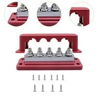 Barre omnibus en cuivre 12-48V 5 bornes (3/8") M10, haute intensité 600A, bloc de distribution de masse de batterie CC avec couvercle