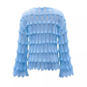 Maglione Coreano Chic Primaverile/Autunnale con <span class=keywords><strong>Piume</strong></span>, Pullover Ampio a Maniche Lunghe, Traforato, in Acrilico/Poliestere, Lunghezza Media - Product Image 5