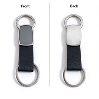 Porte-clés créatif de style chinois en alliage de zinc, anneau porte-clés en cuir PU, pendentif géométrique en métal, fermoir à anneau de traction, cadeau promotionnel