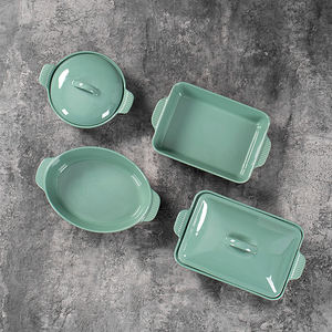 Bandeja para <span class=keywords><strong>Hornear</strong></span> de Cerámica de Color Sólido con Tapa, Apta para Calentar <span class=keywords><strong>en</strong></span> el Horno Doméstico. - Product Image 4