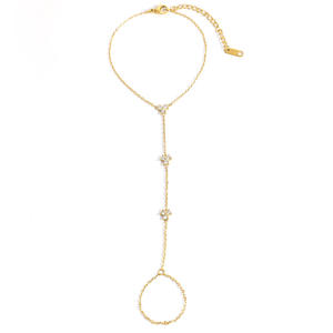 Fashion Chain <b>Bracelet</b> 18k Gold Plated <b>Clover</b> Design Rhinestone Floral Minimalist Style Women's Jewelry - Product Image 5