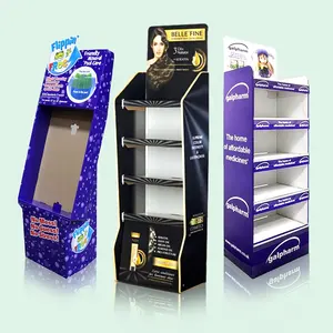 Supermarket Foldable POP Carton Display Stand Custom Retail Portable POS Cardboard Floor Display