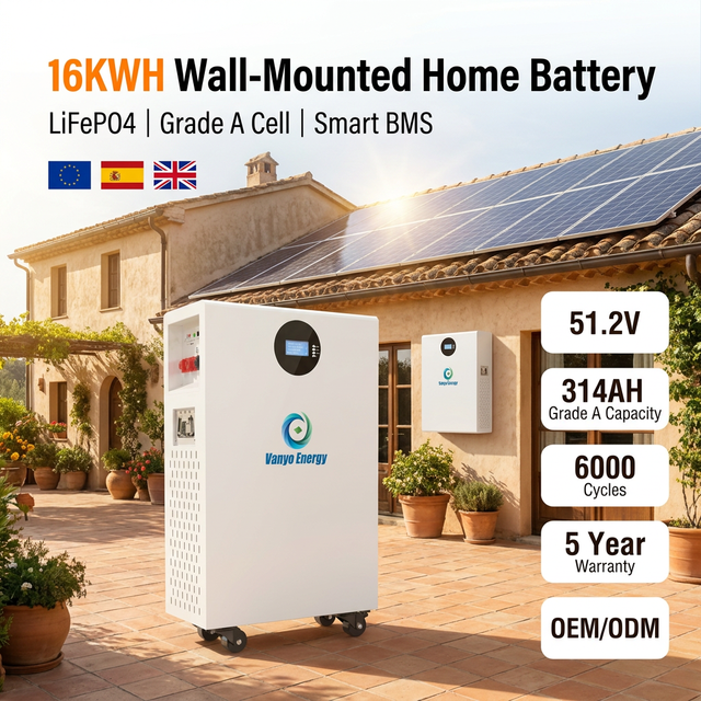 51.2V 16kWh LiFePO4 Home Energy Storage Battery 314Ah Lithium Battery Pack for Solar ESS