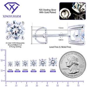 Pendientes de Moissanita Blanca Brillante XINGYUEGEM para Mujer, Joyería Fina para Fiestas, Regalo Ideal - Product Image 6