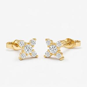 Aretes de Diamantes en Forma de X de Oro de 14K DHANI JEWELS, Claridad SI, Piedras Naturales, Hipoalergénicos, Joyería Fina para Joyería de Alta Gama - Product Image 5