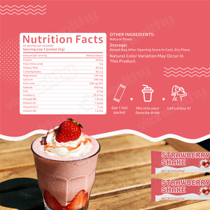 Vitahealthy OEM/ODM Organic Strawberry Milk <strong>Shake</strong> <strong>High</strong> <strong>Protein</strong> Rich in Vitamins Mineral <strong>Low</strong> <strong>Calorie</strong> Milk <strong>Shake</strong> Sachet Powder - Product Image 2