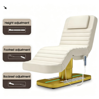 Fauteuil de soin esthétique en cuir PU avec base en métal doré, réglable en hauteur, inclinable et rotatif, lit de spa facial et cosmétique
