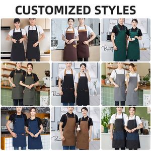 Tabliers de cuisine ajustables pour femmes avec logo en coton, tablier de cuisine personnalisé imprimé - Product Image 4