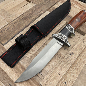 Cuchillo táctico ruso de acero inoxidable con mango de madera para caza y camping, hoja fija con filo serrado y punta caída, ¡Oferta caliente! - Product Image 3