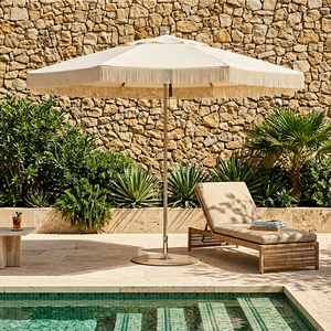 <span class=keywords><strong>Parasol</strong></span> octogonal de luxe blanc sur mesure pour extérieur, en aluminium, bord festonné à franges douces, pour piscine et jardin, idéal pour hôtels - Product Image 6