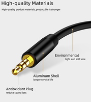 Coque métallique personnalisée, câble Audio de voiture, 0.25m 0.5m 1m 1.2m 1.8m 2m 3m, prise jack 3.5mm, Aux