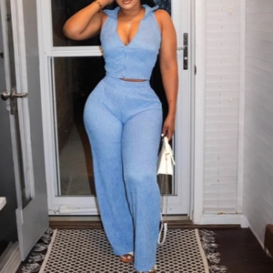 Summer Women's Sleeveless Top Pleat Casual <b>Pants</b> 2 Piece Set Fashion - Product Image 5