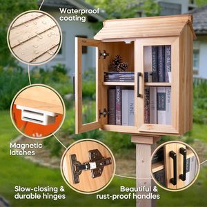 Estantería de madera para exteriores de 2 niveles con cierres magnéticos y bisagras de cierre lento para almacenamiento en el jardín - Product Image 1