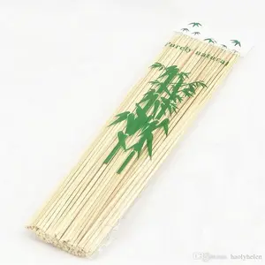 Tusuk sate barbekyu Kabob bambu kualitas tinggi stik barbekyu BBQ fleksibel tusuk sate Kabob bambu