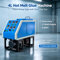 Machine à colle thermofusible 4L, pistolet anti-goutte, pompe à piston, pression réglable, écran tactile commutable anglais-espagnol