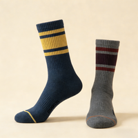 Chaussettes mi-mollet décontractées en coton, compressives, jetables, antibactériennes, absorbantes, rayées, écologiques, pour hommes, avec logo personnalisé