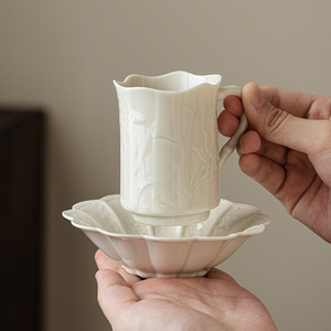 Coupe en céramique à nœud en bambou, design unique, style chinois classique - Product Image 2