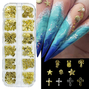Décorations 3D pour ongles : Rivets métalliques, étoiles, coquillages, garnitures en résine, accessoires de <span class=keywords><strong>manucure</strong></span> DIY en vrac avec logo personnalisé - Product Image 1