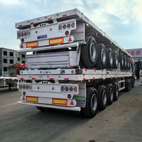 Semi-remorque à plateau plat 3 ou 4 essieux, capacité 50-80 tonnes, pour conteneurs 20ft et 40ft, pour camion