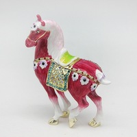 Boîte à bijoux en métal peinte à la main, figurine de cheval en émail, statues à charnières pour la décoration de la maison