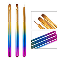 Approvisionnement d'usine 3 pièces/ensemble le plus récent Kit de brosse d'art d'ongle poignée colorée Nylon cheveux peinture ligne stylo fleur crochet stylo pour Gel manucure