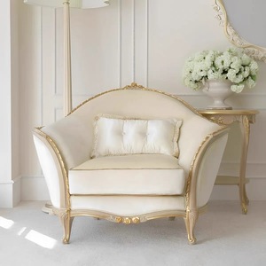 Ghế <span class=keywords><strong>sofa</strong></span> chạm khắc gỗ nguyên khối theo phong cách tân cổ điển Bắc Âu - Bộ ghế <span class=keywords><strong>sofa</strong></span> vải đơn ba người dành cho phòng khách biệt thự sang trọng kiểu Pháp - Product Image 3
