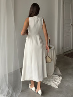 Robe longue d'été unique à col montant, sans manches, avec ceinture tissée, taille haute, Robe Femme Vestido Largo