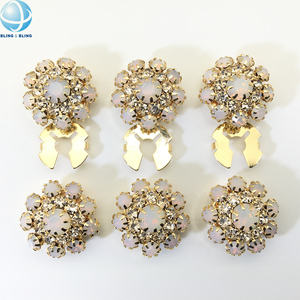 Độc Đáo Màu Xanh Lá Cây Opal Rhinestone Hoa Nút Bao Gồm Upcycle Nút Có Thể Tháo Rời Clip Đối Với Phụ Nữ Mùa Xuân Mùa Hè Áo Sơ Mi Nút Jewel - Product Image 5