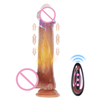 S-Hande Heating Dildo Vibrant Électrique Réaliste en PVC Souple, Grand Modèle, avec Ventouse, Marron, pour Femmes