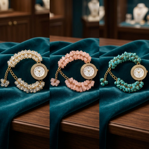 NOBLESTONE GEMS Montre-bracelet étanche en quartz naturel avec paillettes de cristal, cadran en pierres précieuses, chaîne en alliage, bijou cadeau - Product Image 2