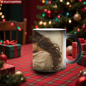 Mug en céramique thermosensible 11oz noir givré, prêt pour la sublimation, pour création artistique personnalisée - Product Image 1