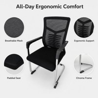 Chaise de bureau ergonomique moderne en maille avec base fixe arquée pour bureau de direction, bureau à domicile et salle d'étude