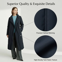 Manteau d'hiver matelassé classique pour femme, grande taille, 150g-200g de duvet, anti-plis, design uni, ceinture, revers, imperméable, coupe-vent, respirant