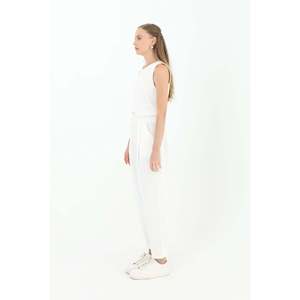 <span class=keywords><strong>Pantaloni</strong></span> da Donna Puane con Cintura, Vestibilità a Carota, Vita Alta, Casual, Color Ecru, per Ufficio e Streetwear, Comodi ed Eleganti - Product Image 2