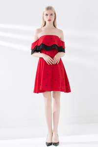 2018 verano elegante del hombro casuales de <span class=keywords><strong>las</strong></span> mujeres sin tirantes vestido de volantes - Product Image 6