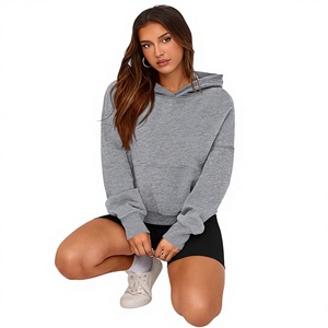 Sudadera con Capucha Gris para Mujer, Mezcla de Algodón y Felpa, Manga Larga, Estilo Urbano, Estampado de Letras, Transpirable, Ropa de Invierno - Product Image 3
