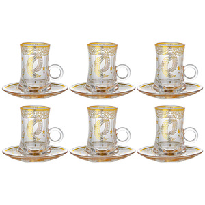 Gold Plated Glass <b>Tea</b> <b>Cup</b> <b>Set</b> With Saucers Cylinder Shape For Afternoon <b>Tea</b> Quanzhou Origin - Product Image 5