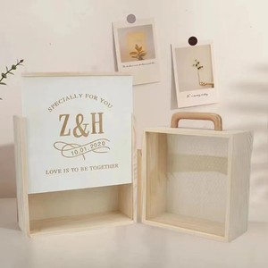 Caja de regalo rectangular de madera de 8.5 cm, hecha a mano, de pino, para recuerdos de boda o cumpleaños. - Product Image 2