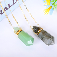 Collier en cristal naturel poli au laser, hexagonal, à double pointe, en gros, pour flacon de parfum, artisanat