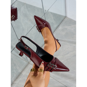 QuiteS Verano 2026, Nuevos Tacones Altos <span class=keywords><strong>con</strong></span> Punta en Pico, Talla Grande, Estilo Francés, <span class=keywords><strong>con</strong></span> Correa Trasera, Cerrados, Estilo Hada - Product Image 4