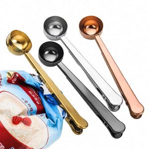 Wholesale Kitchen <b>Measuring</b> Tools <b>Measuring</b> Scoop 430 Stainless Steel Scoop Gold 15ml Coffee <b>Measuring</b> <b>Spoons</b> with Clip - Product Image 2