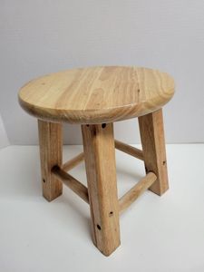 Tabouret rond en bois massif ADC, mini tabouret de présentation, ottoman, marchepied à pieds renforcés pour la maison, la chambre à coucher, le salon - Product Image 1