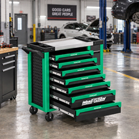 Chariot à outils robuste à sept tiroirs avec plateau en acier inoxydable, armoire mobile roulante, capacité OEM, serrure à clé, armoire à outils industrielle
