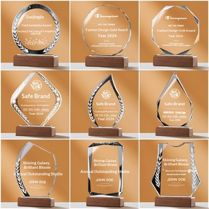 Trofeos de Cristal Artificial de Madera Maciza, Diseño Personalizado y Creativo, Medallas de Vidrio de Alta Gama, Placas Conmemorativas, Premios Corporativos - Product Image 4