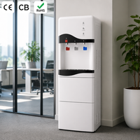 Distributeur d'eau portable en plastique à chargement par le haut avec fonction de fabrication de glace, capable de distribuer à la fois de l'eau chaude et de l'eau froide
