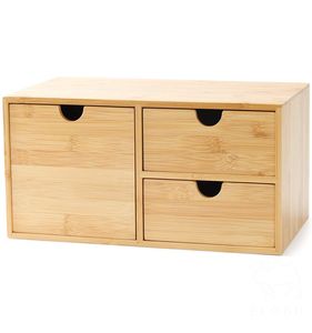 Organisateur de bureau en bambou avec 3 tiroirs Organisateur de fournitures de bureau - Product Image 5